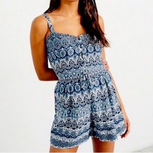 Hollister Blue and White Romper